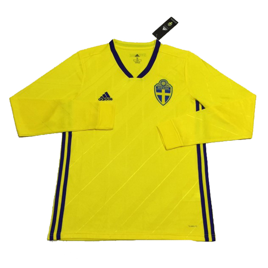Maglia Svezia home manica lunga 2018 Thailandia - Clicca l'immagine per chiudere